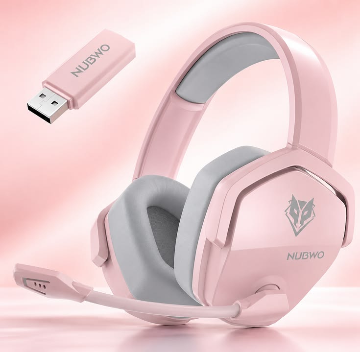 NUBWO Pink Wireless Gaming Headset